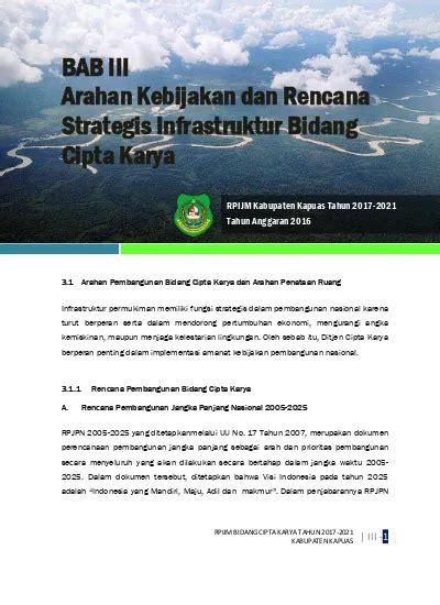 BAB III Arahan Kebijakan Dan Rencana Strategis Infrastruktur Bidang