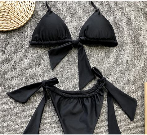 FREE SHIPPING Women Summer Halter Lace Up Bikini Set Beachwear Outfiters JKP3439
