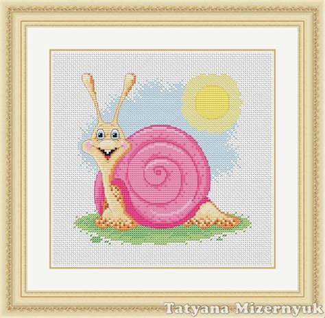 Cross Stitch Pattern Snail On Nature Etsy