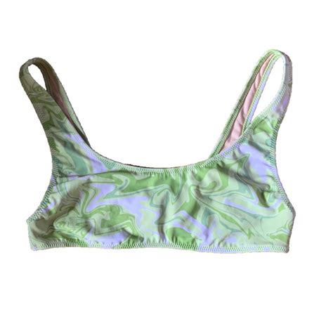 Pac Sun Green Patterned Bikini Top I Adore This Depop