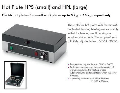 Hot Plate Hps And Hpl Electric Hot Plate With Thermostat Controlled Bearing Induction Heater
