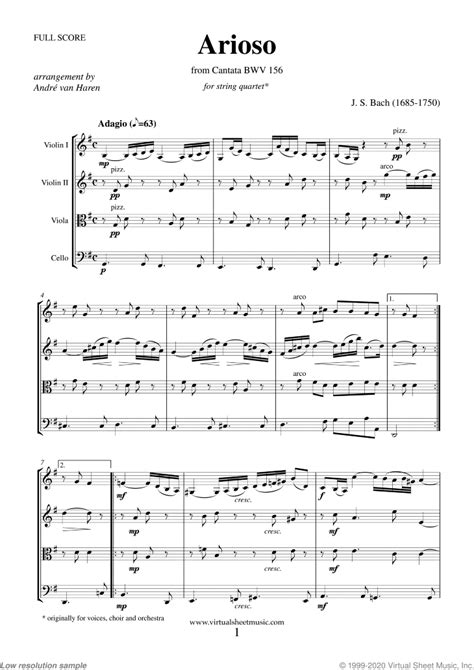 Arioso Sheet Music For String Quartet Pdf Interactive