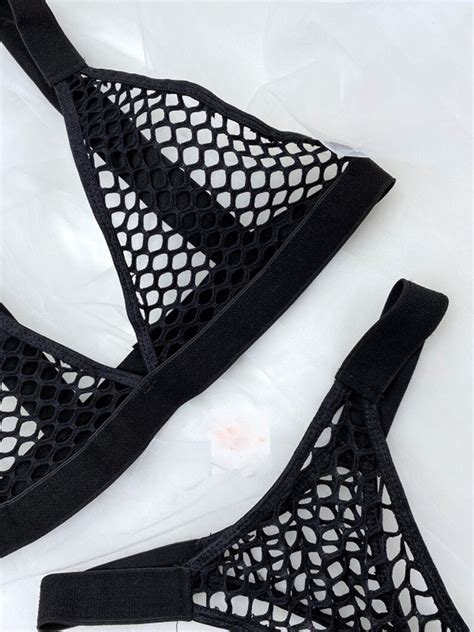 Sexy Fishnet Lingerie Set Black Erotic Costume Transparent Etsy