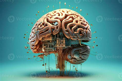 Human Brain With Circuit Board Artificial Intelligence Concept AI