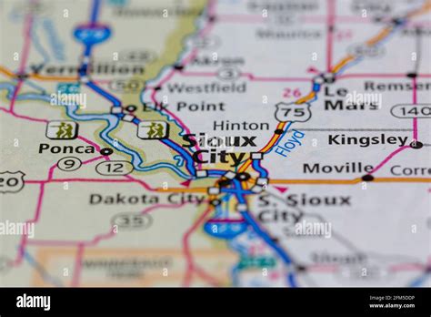 Sioux City Iowa Usa Shown On A Geography Map Or Road Map Stock Photo