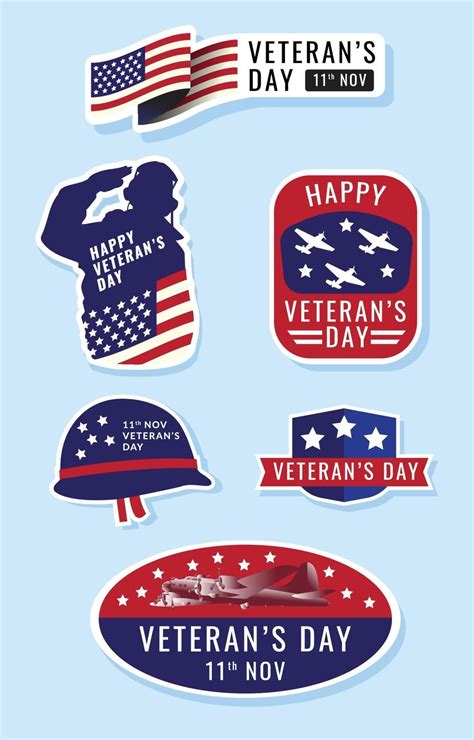 Veterans Day Stickers Set 3239903 Vector Art at Vecteezy