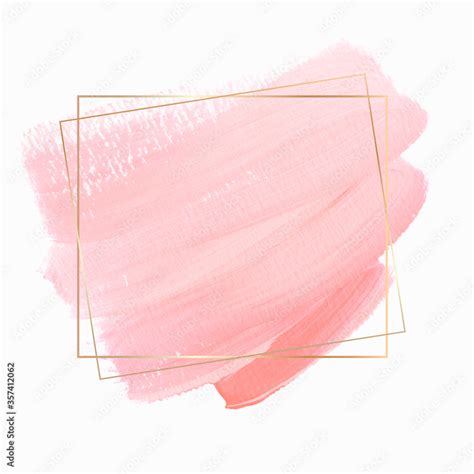 Pink brush stroke paint background vector over golden frame. Perfect ...