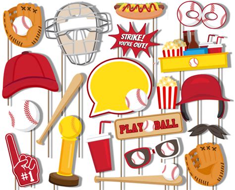 Baseball Photo Booth Props 20pcs Assembled