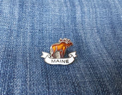 Vintage Maine Moose Pin Elk Pin Caribou Pin Lapel Pin Enamel Pin