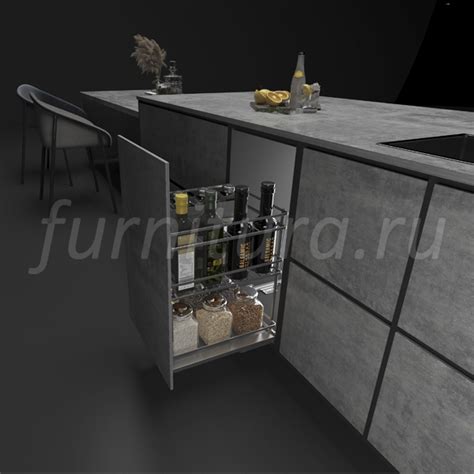 Выдвижная 3-х уровневая корзина LINA 213Х440Х525 в базу 300мм, серая, с ...