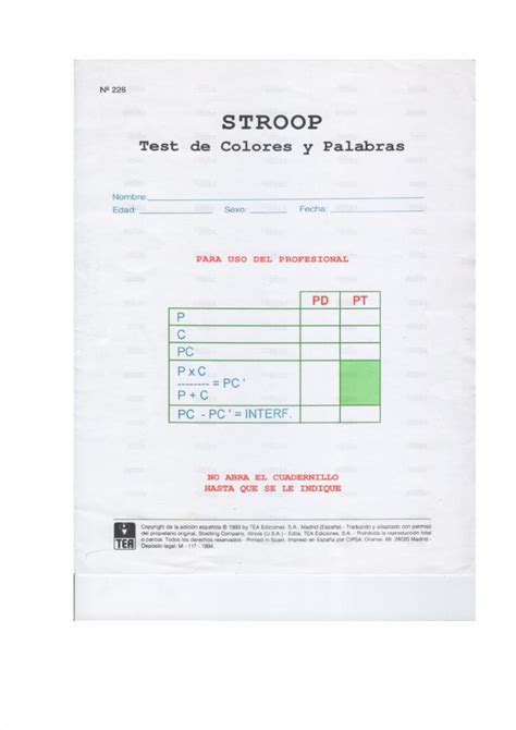 Pdf Manual Strooptest Colores Y Palabras Dokumentips