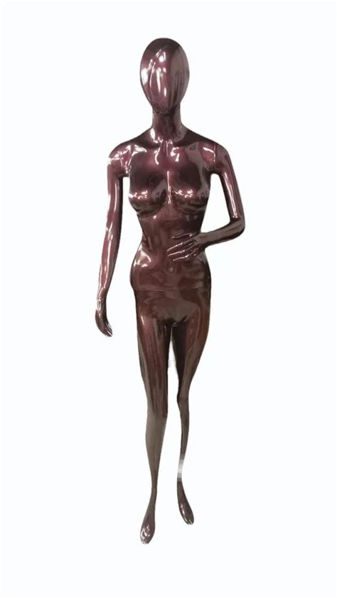 Fiberglass Glossy Brown Female Standing Mannequin For Garment Shop