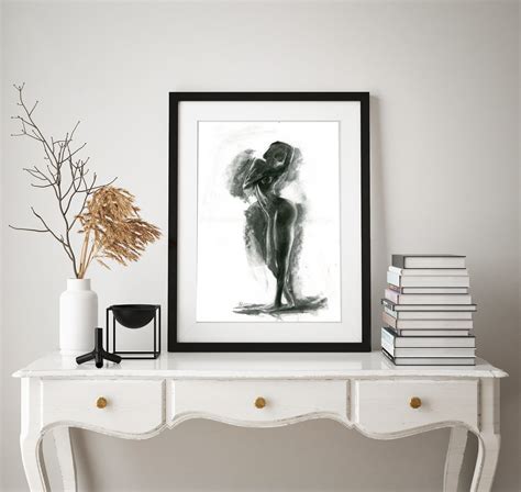 Charcoal Art Collectibles Original Female Nude Sketch In Charcoal Etna Pe
