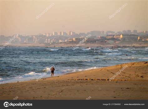 Half Naked Man Runs Sand Ocean City Beach Stock Photo By Renatomartinho