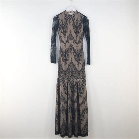 Dresses Black Lace Nude Illusion Open Back Maxi Dress Poshmark