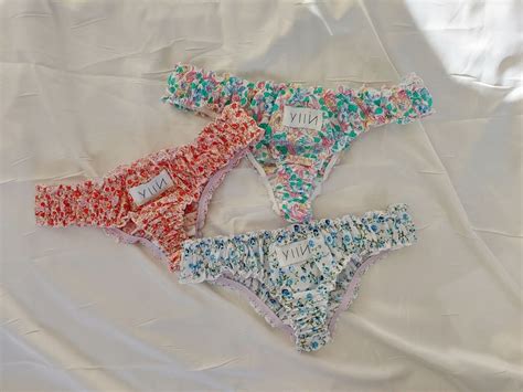 Mia Floral X3 Thong Set Sustainable Lingerie Slow Fashion Etsy