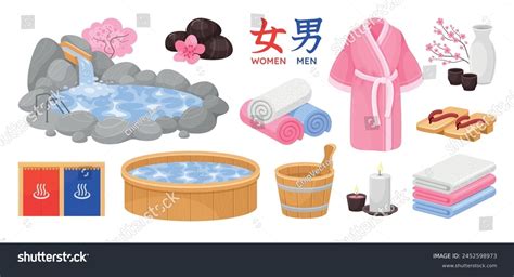 Japanese Hot Spring Onsen Sauna Spa Stock Vector Royalty Free Shutterstock
