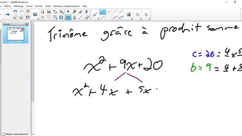 Factorisation de trinôme méthode somme produit YouTube