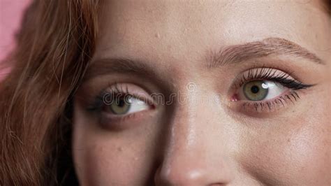 Half Face With Green Eyes Eyebrows Nose Pretty Healthy Skin