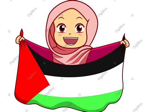 وکتور دختر با پرچم فلسطين دیجیت باکس Digitbox