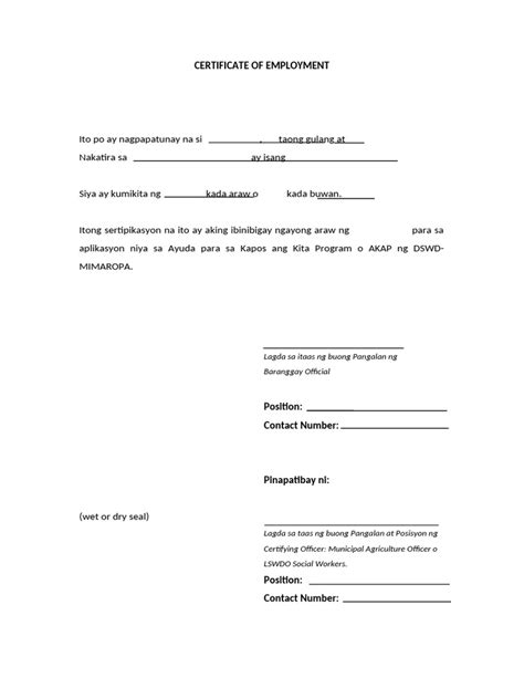 CERTIFICATE-OF-EMPLOYMENT. | PDF