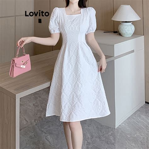 Lovito Women Elegant Plain Jacquard Dress LNE40565 Shopee Philippines