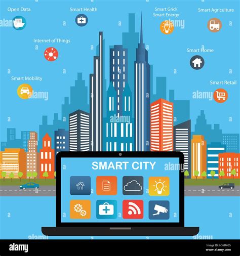 Smart City Concept With Different Icon And Elements Modern City Design With Future Technology