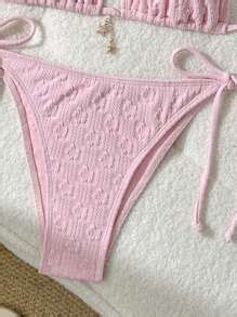 Swim Basics Women Solid Color Jacquard Metal Decor Spaghetti Strap Bikini Set For Summer SHEIN USA