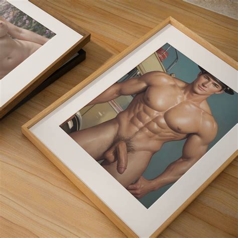 Handsome Naked Firefighter Pinup Nude Fireman Poses In Full Frontal Nudity Inside Firehouse