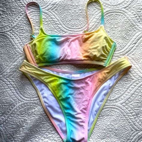 Xhilaration Swim Pastel Rainbow Ribbed Xhilaration Bikini Poshmark