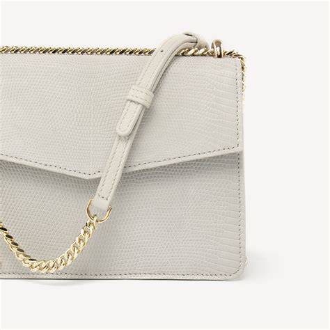 Grey Clutch Bag Lizard Matte Gold Kim Maria Oliver