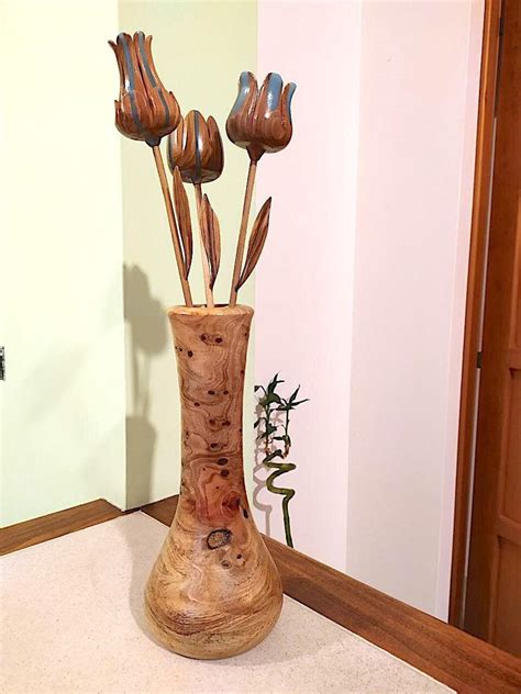 Handmade Vase Wooden Vase Carved Wood Home Décor Vase Rustic