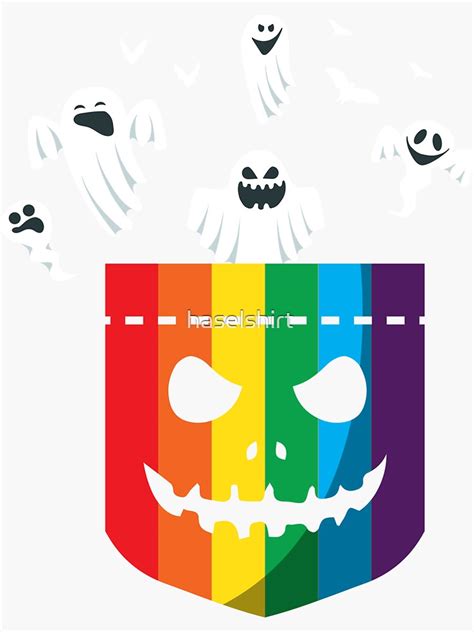Halloween Lgbt Rainbow Ghost Gay Pride Lgbtq Sticker By Haselshirt Redbubble