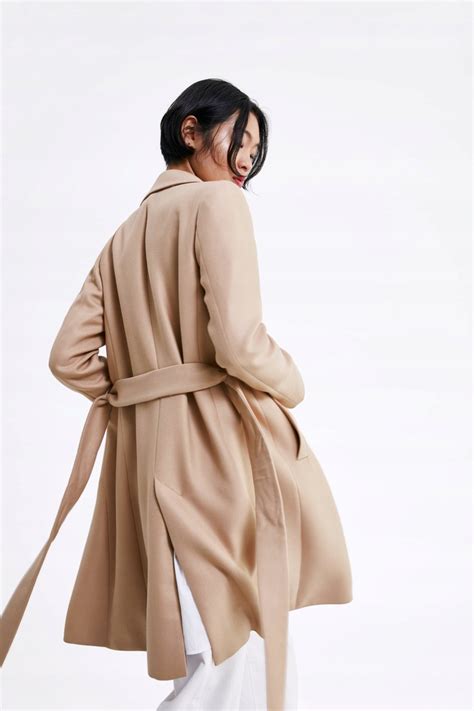 ZARA PŁASZCZ WIĄZANY DYPLOMATKA NUDE LUKSUSOWY P oficjalne archiwum Allegro