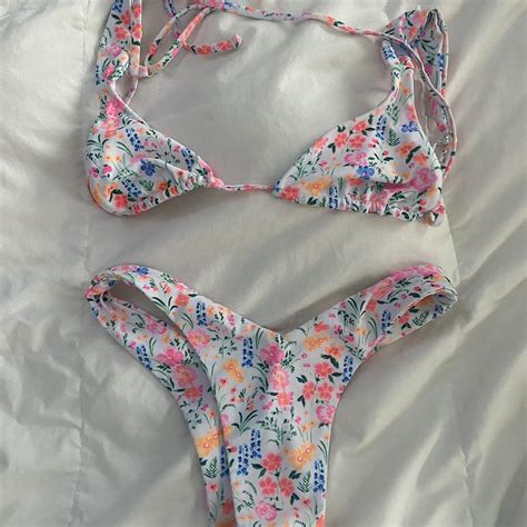 White Floral Bikini Kulani Kinis Size Depop
