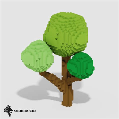 3d Model Voxel Trees Pack 33 Items Vr Ar Low Poly Cgtrader