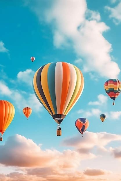 Premium Ai Image Hot Air Balloon In Sky Generative Ai