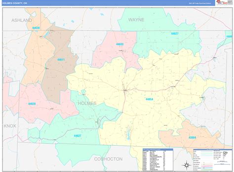 Holmes County Oh Wall Map Color Cast Style By Marketmaps