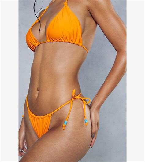 Buy Misspap Bead Detail Strappy Tie Bikini Set In Orange Thstreet Qatar