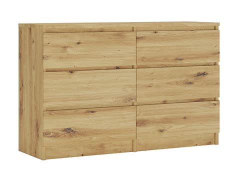 Commode 6 Tiroirs Chêne Artisan 120 X 39 X 79 Cm Leroy Merlin