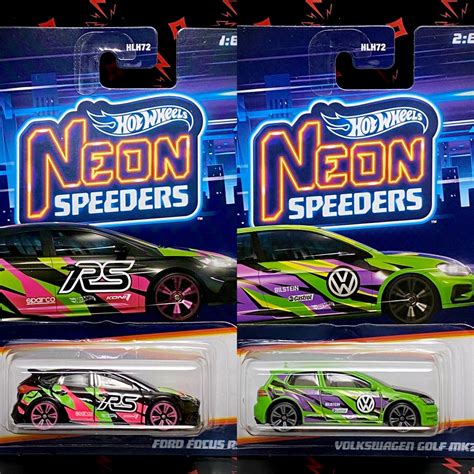 Hot Wheels Neon Speeders Hotwheels Ford Focus RS Volkswagen Golf MK Hobbies Toys Toys