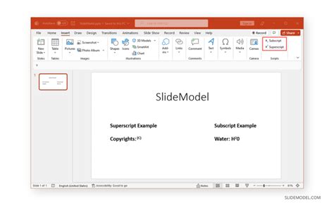 11 New Ribbon Menu Showing Subscript And Superscript In Powerpoint