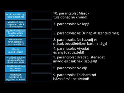 10 parancsolat - Match up