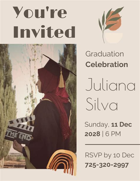 Light Nude Graduation Invitation Venngage