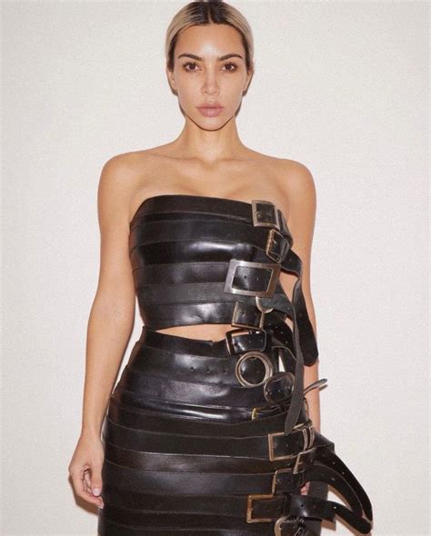 Kim Kardashian Almost Naked In Belt Dress Photos The Fappening