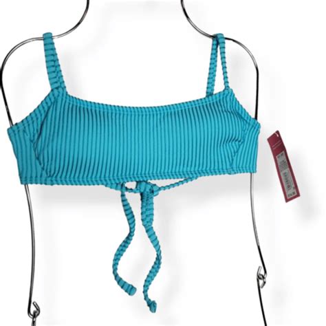 Xhilaration Blue Ribbed Bikini Top Xs Junior Ebay