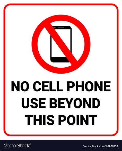 No Cell Phone Use Beyond This Point Sign Vector Image