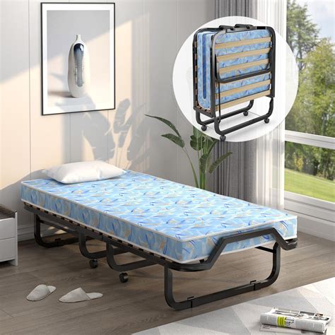 COSTWAY Lit Pliant 1 Personne Adulte 80 X 190 Cm Avec Matelas