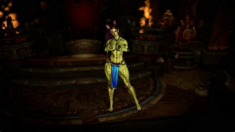 Muscular Feral Orc Queen In Bikini Armor Dancing And Flexing Her Biceps