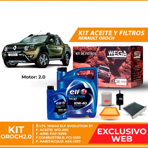 Kit Cambio De Aceite Y Filtros Para Renault Duster Oroch Lubritodo